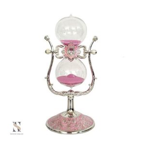Grand Sablier Rose décoratif en verre et sable