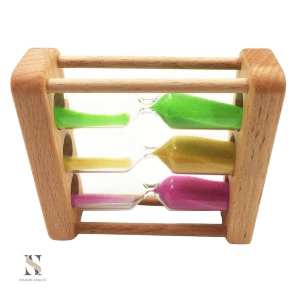 Accessoire de décoration, sablier mesurant trois intervalles de temps