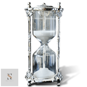 Sablier ancien de collection en verre et métal