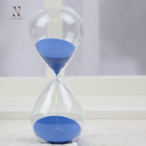 Sablier décoratif en verre bleu, accessoire de bureau