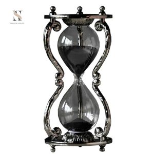 Sablier Epoque élégant en verre et sable