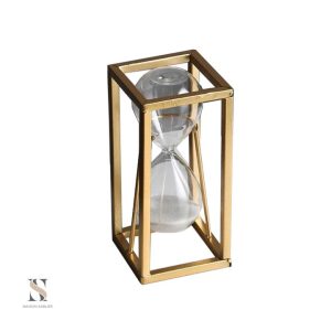 Sablier géométrique décoratif en verre et sable