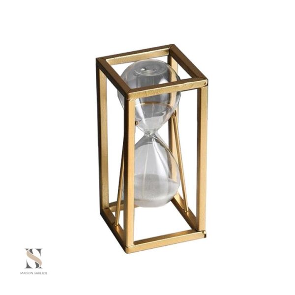 Sablier géométrique décoratif en verre et sable