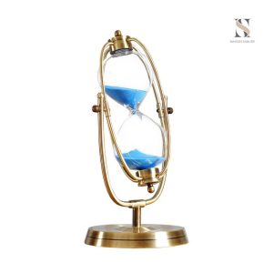 Sablier design industriel en verre et métal pour décoration moderne