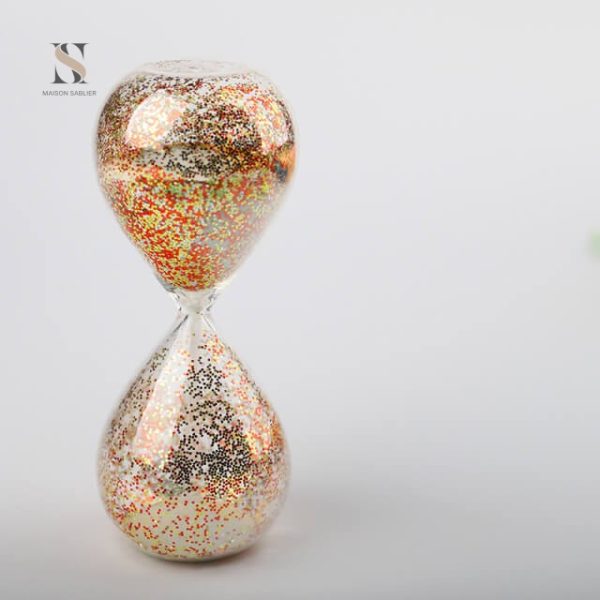 Accessoire de décoration : Sablier avec paillettes brillantes