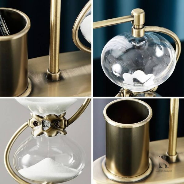 Accessoire de décoration, sablier tournant pour bureau ou salon