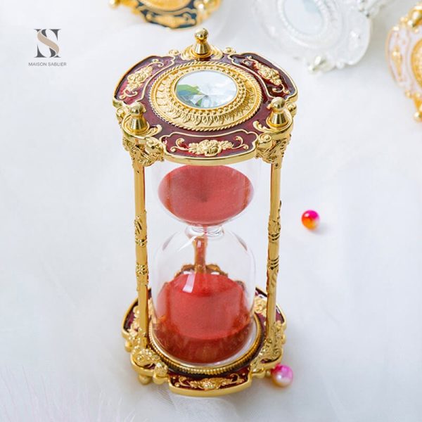 Sablier décoratif rouge, accessoire de bureau moderne