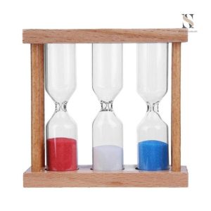 Sablier triple décoratif en verre et sable coloré